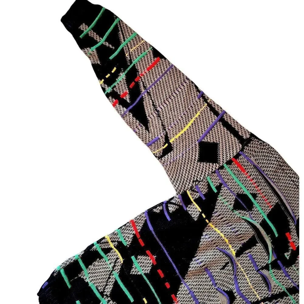 VTG Hilton Coogie Style  XL Acrylic Sweater Grey/Blk Cubist Face - Picture 11 of 11